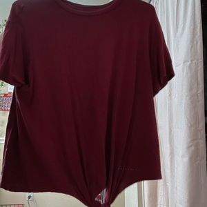Maroon Red dress shirt with knot at bottom